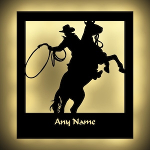 Cowboy, Cowgirl, Personalized Night Light with Name, Horse Night Light, Home Decor, Farm, Animals, Custom Sign, Rodeo, Horse, Country Living