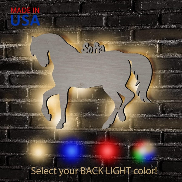 Horse, Personalized Wooden Night Light with Name, Horse Night Light, Horse Gifts for Girls Women Men Boys, Farm, Animals, Custom Horse Sign