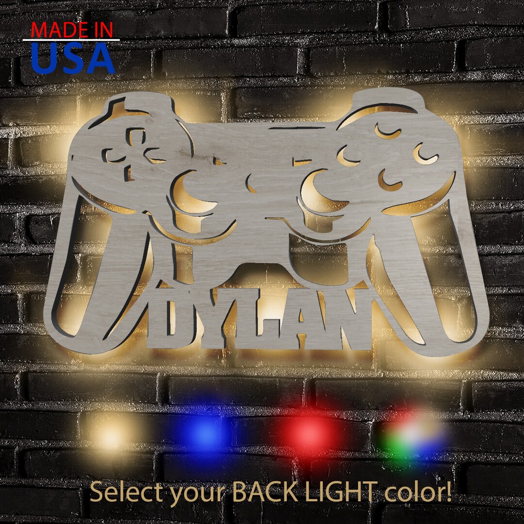 Custom Game Controller PS, Personalized Wall Light Decor With Optional ...