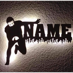 Football Player, Football Themed Gift for Boys Men Kids, Unique Decor, Personalized Football Night Light with Name, Coach,Football Team Gift