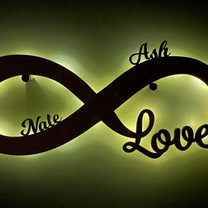 I Love You, Personalized Wooden Infinity Night Light Sign, Anniversary, Wedding, Romantic Gift for Couples, Wife, Husband, Valentine&#39;s Day