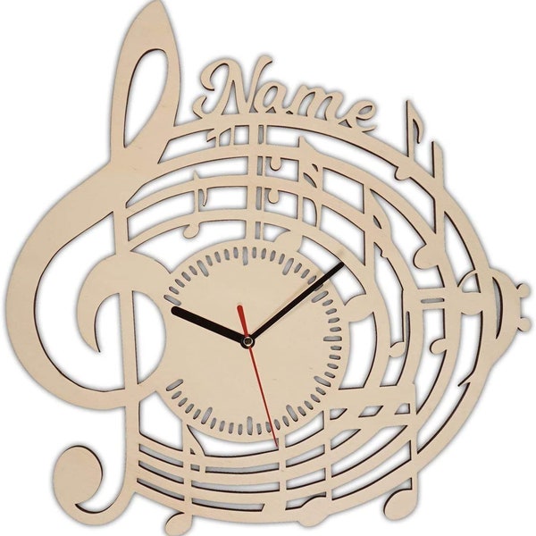 Music, Music Wall Clock, Personalized with Name, Perfect Decor Gifts for Music Lovers Teachers Men Women Kids, Clefs, Clef Clock,Custom sign