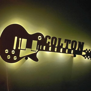 Electric Guitar Sign, Personalized Electric Guitar Night Light with Name, Unique Decor for Musicians, Custom Wall Lamp - 22 inches long