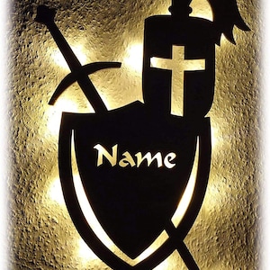 Medieval Knight, Personalized Night Light with Name, Gifts for Boys Kids Adult Girls Men Women, Home Decor, Night Light, Custom Sign,Knight