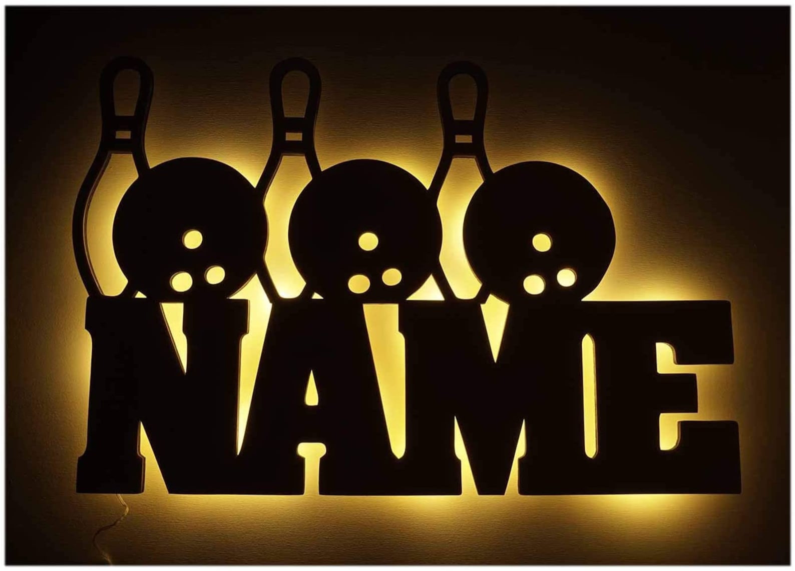 personalized bowling gifts sign with light