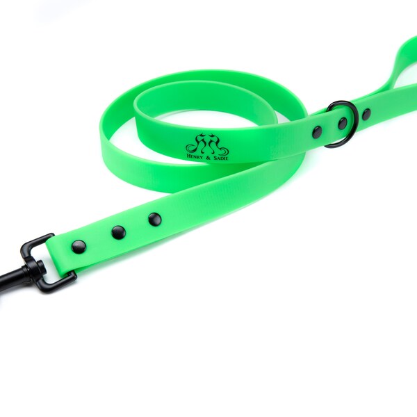 Henry & Sadie Neon Green Lead made using Beta BioThane® Webbing