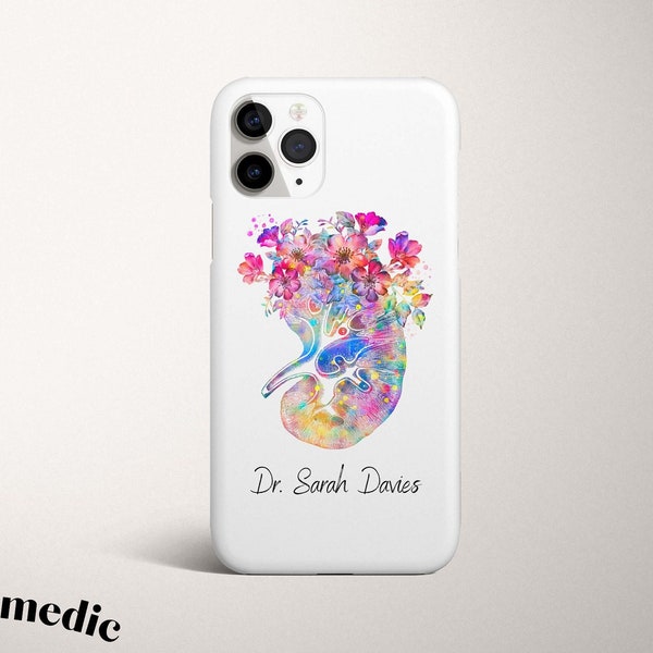 Personalised Floral Kidney Phone Case, Medical Student Gifts Anatomy Art Iphone 12 11 10 X, Samsung Galaxy S20, Google Pixel, Huawei P10