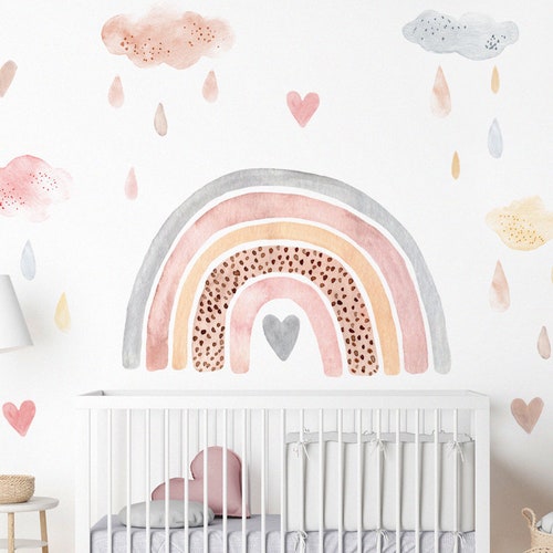 Wall Decal pastel Large Boho Rainbow Wall Decals Wall Etsy