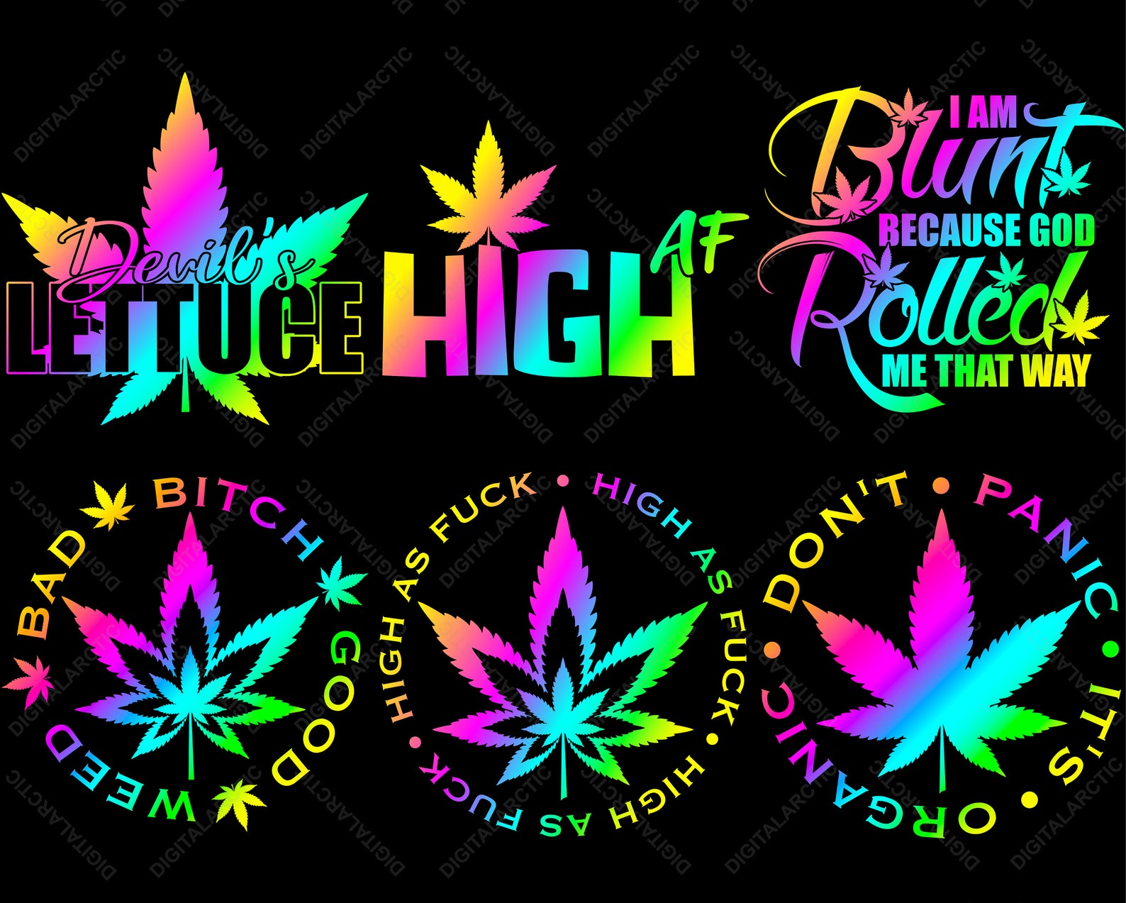 Bundle of Marijuana Weed Sayings PNG Digital Files for Etsy