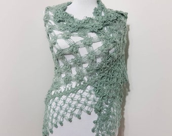 châle au crochet, châle vert, châle de mariée en tricot, boléro de mariage en tricot