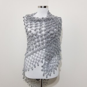 gray shawl, triangle crochet shawls, gray knitted shawl, Bridal Bolero, grey knitting shawl, gift shawls
