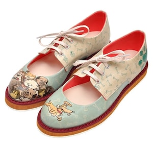 DOGO Pency Sleeping Dogs Vegan Printed Breathable Chic Retro Fashion Women Shoes