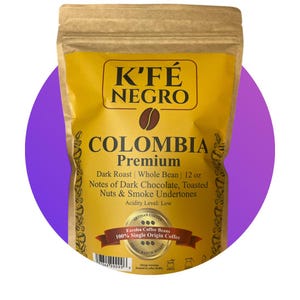 K'FE NEGRO - Colombian Dark Roast Coffee Beans | Single Origin Excelsa | Bold Low Acid Whole Bean Coffee | 12 oz K'FE Negro Pack of 2