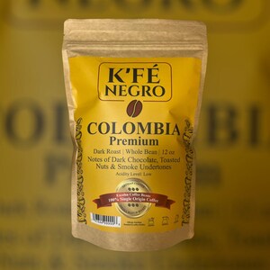 K'FE NEGRO - Colombian Dark Roast Coffee Beans | Single Origin Excelsa | Bold Low Acid Whole Bean Coffee | 12 oz image 7
