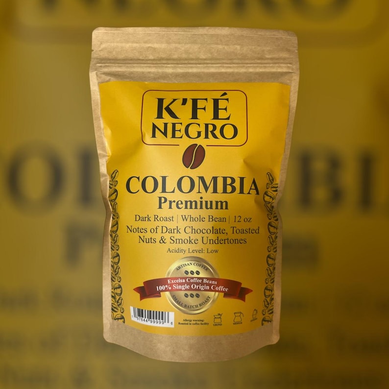 K'FE NEGRO - Colombian Dark Roast Coffee Beans | Single Origin Excelsa | Bold Low Acid Whole Bean Coffee | 12 oz image 7