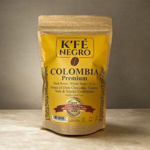 K'FE NEGRO - Colombian Dark Roast Coffee Beans | Single Origin Excelsa | Bold Low Acid Whole Bean Coffee | 12 oz image 4