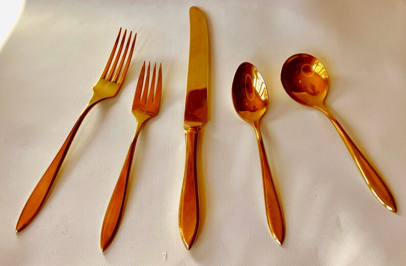 Gold Silverware Dirilyte Flatware Dining Table Silverware Etsy
