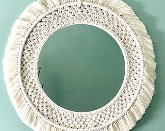 Macrame Sunburst Mirror: Large Boho Fringe, Handmade Wall Decor