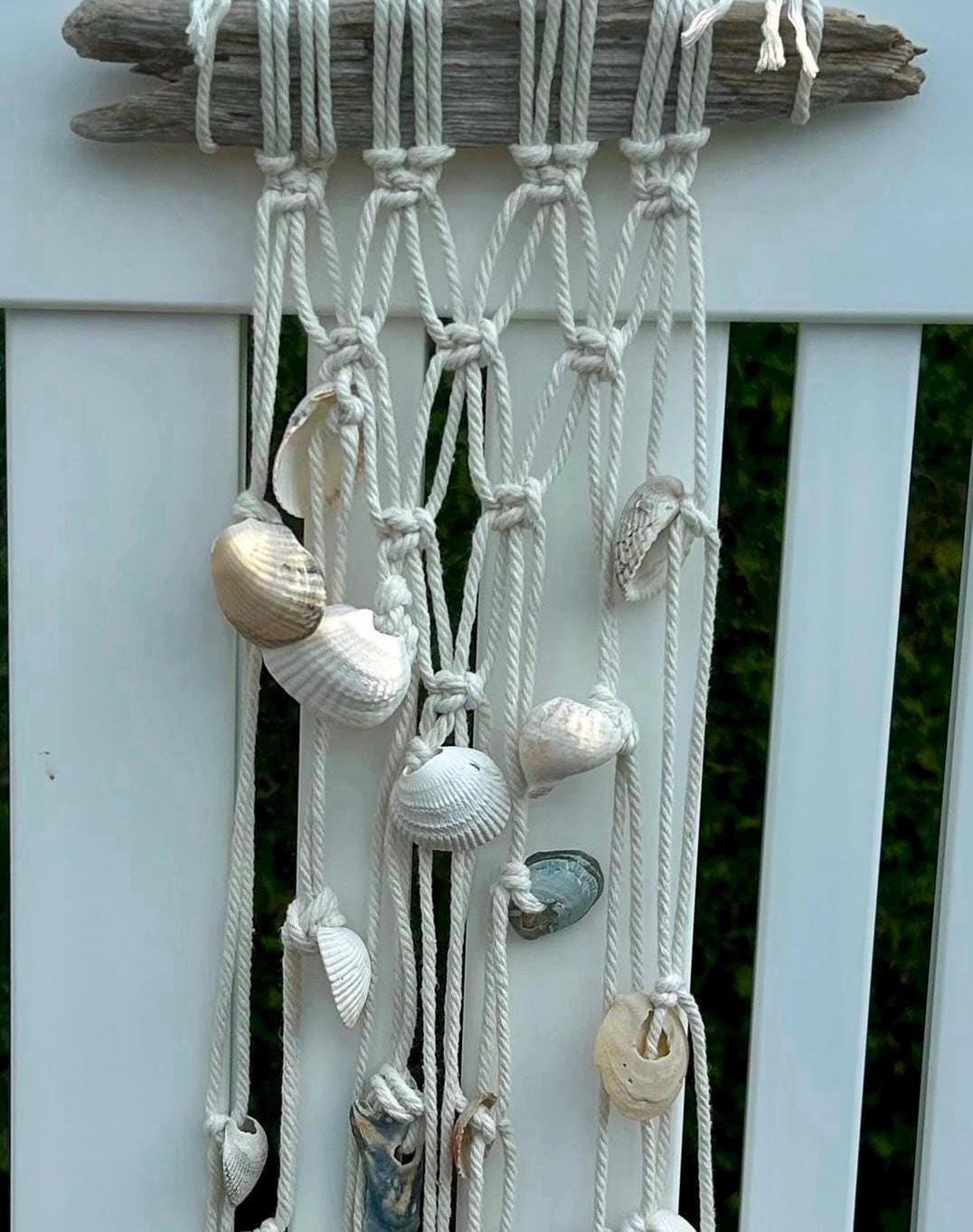 Macrame Using Seashells Coastal Macrame Wall Hanging, Driftwood Seashell Decor, Boho Beach ...