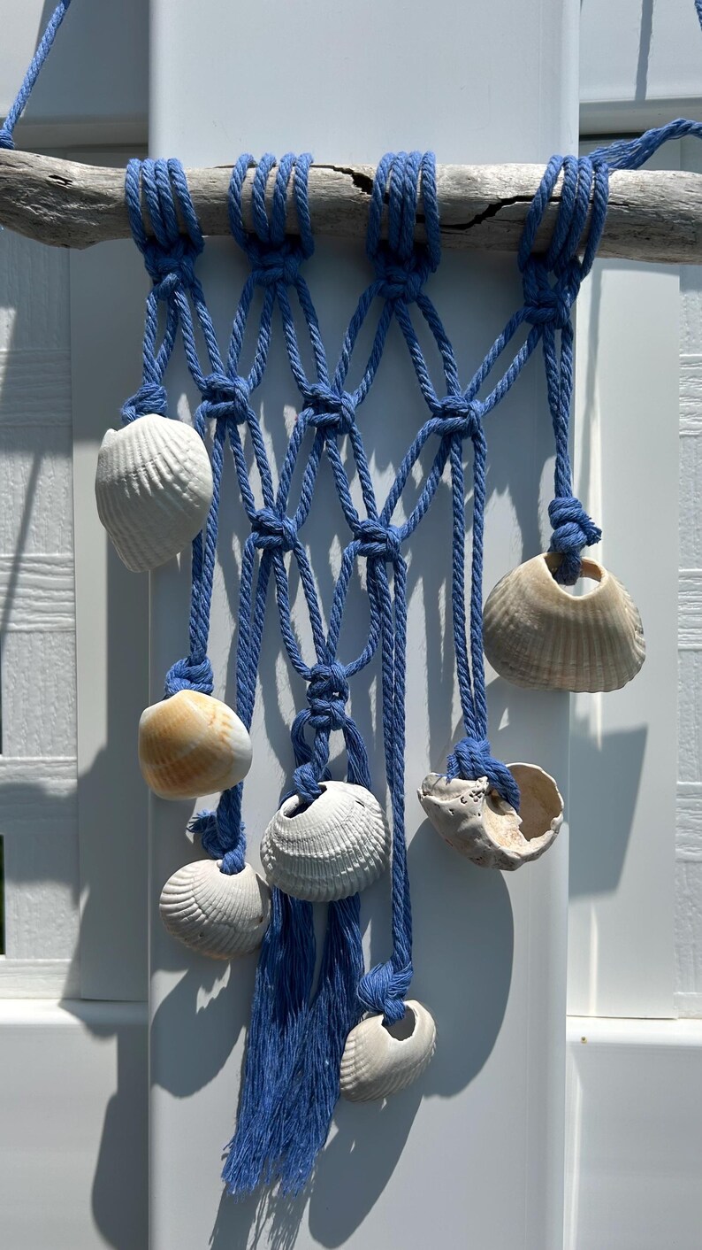 Macrame Using Seashells Coastal Macrame Wall Hanging, Driftwood Seashell Decor, Boho Beach ...
