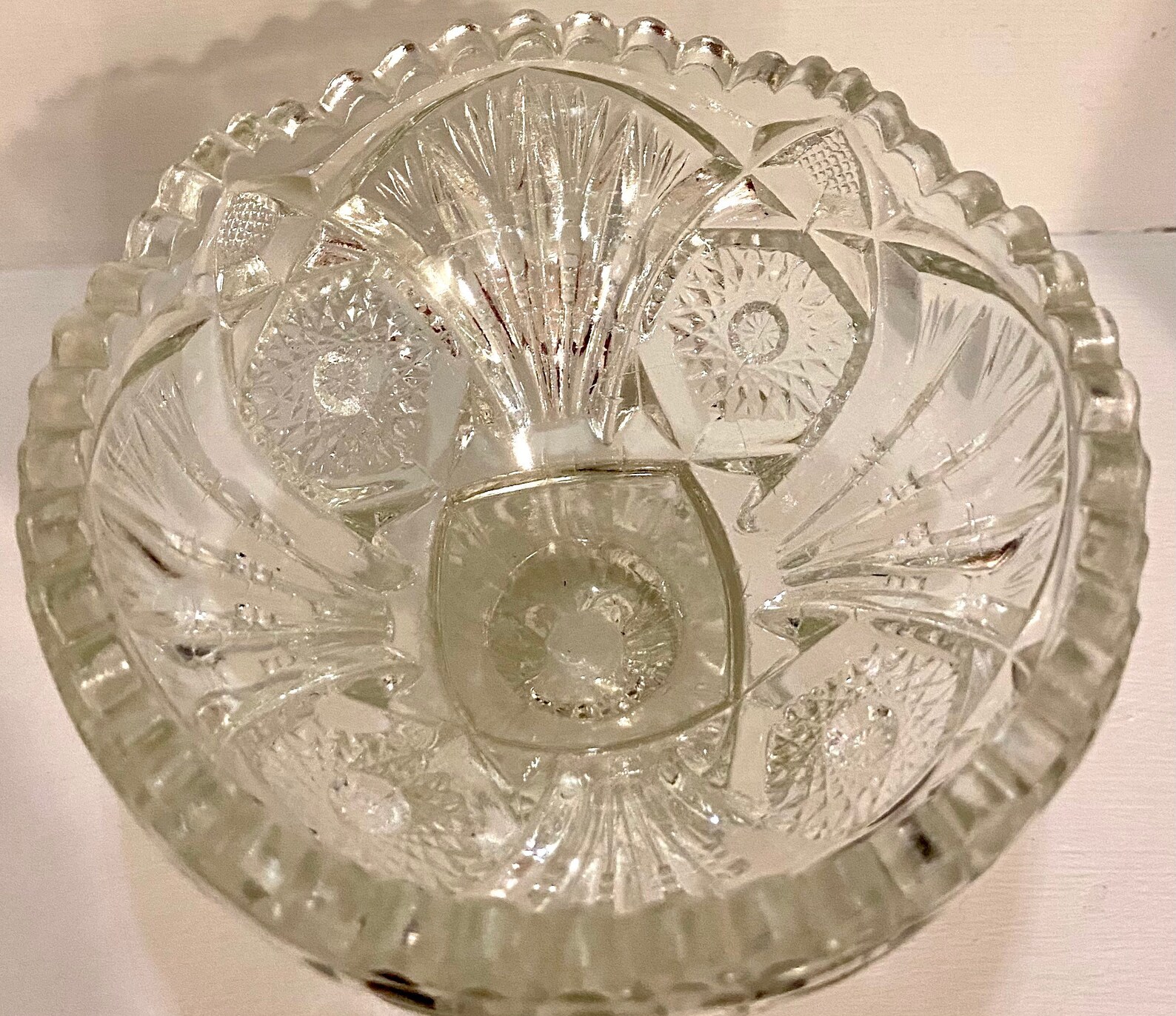 Vintage Cut Glass Pedestal Bowl Candy Dish Hobstar Design Etsy
