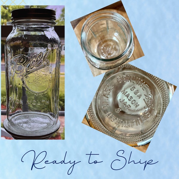 Vintage Ball Clear Half Gallon Glass Mason Jar with Twist on Lid - Farmhouse Kitchen, Pantry, Canning