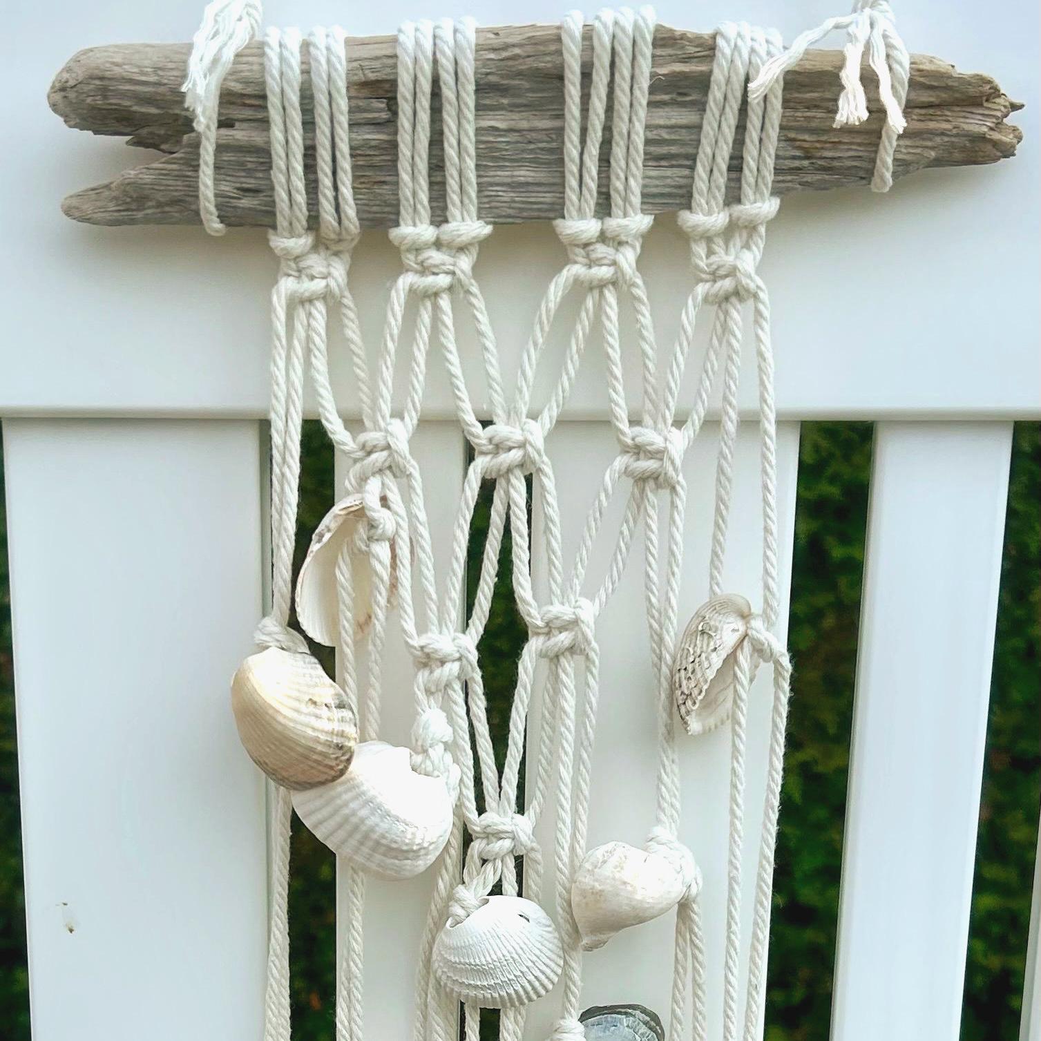 Macrame Using Seashells Coastal Macrame Wall Hanging, Driftwood Seashell Decor, Boho Beach ...