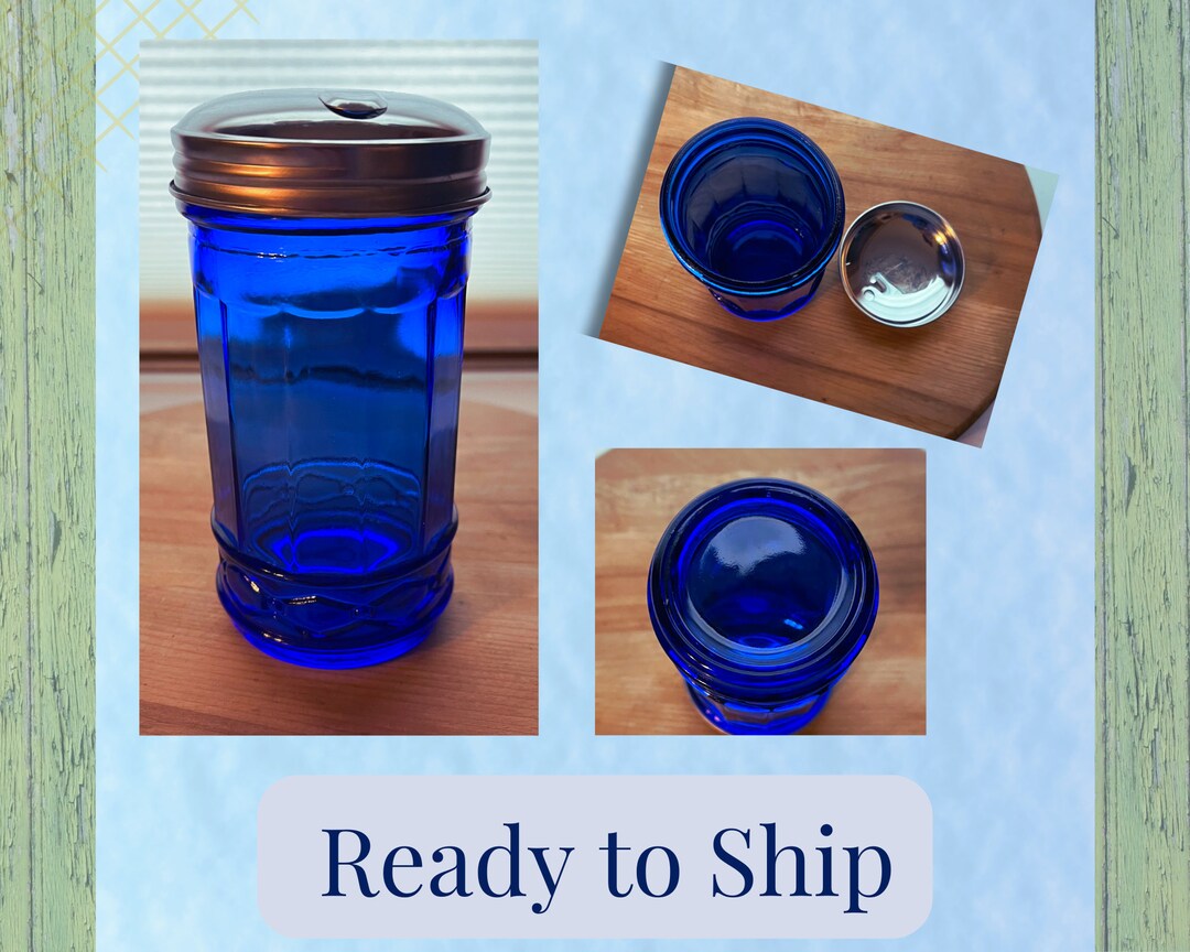 Vintage Cobalt Blue Glass Sugar Dispenser Rare and Classic Etsy