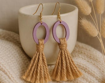 Pendientes de borlas de yute y macramé / Pendientes de flecos bohemios