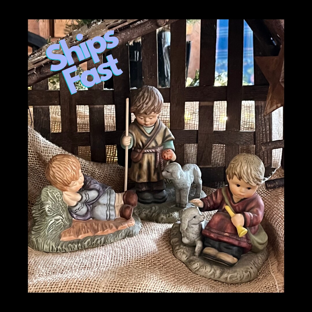 Berta Hummel Nativity Hand Painted Set of 3 Shepherds Statue Etsy