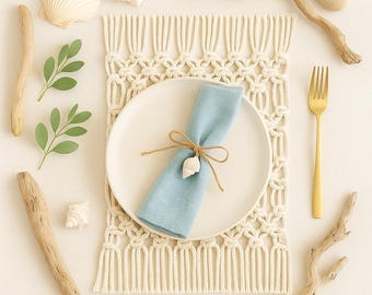 Manteles individuales de macramé hechos a mano – Decoración de mesa bohemia de algodón