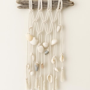 Macrame Seashell Wall Hanging: Boho Driftwood Beach Decor