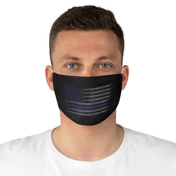 Thin Blue Line Face Mask Police Officer Facial Cover Adult Etsy