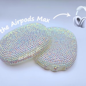 White Bedazzled AirPods Max Covers - Hand Placed 3mm AB Rhinestones - For Glamorous Bling Headphones With Small Gems - Customs Available