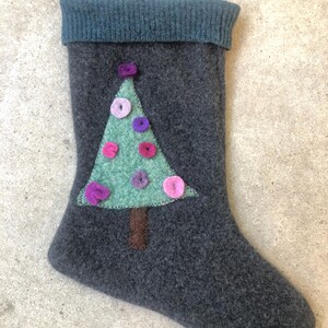 Nikolausstiefel #38 Dunkelgrau mit grünem Baum
