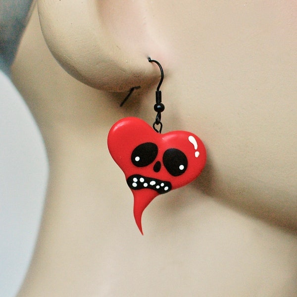 Angst Ridden Heart Earring Latex Rubber