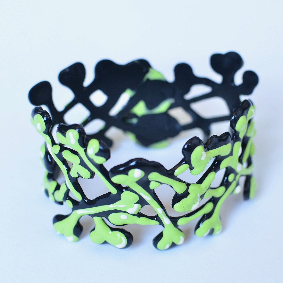wear Green Bones Cuff Bracelet Latex Rubber Etsy
