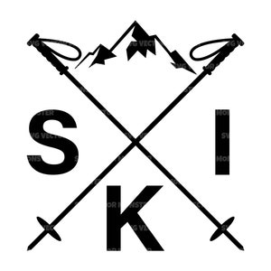 Bâtons de ski Svg, ski de montagne Svg, chemise de ski Svg, snowboard Svg. Fichier de coupe vectorielle Cricut, Silhouette, Pdf Png Dxf, décalcomanie, autocollant.