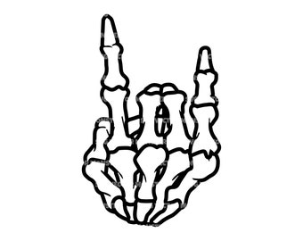 Skeleton Rock Horns Svg, Rock'n Roll, Devil Horns. Vector Cut file for Cricut, Silhouette, Pdf Png Eps Dxf, Decal, Sticker, Vinyl, Stencil