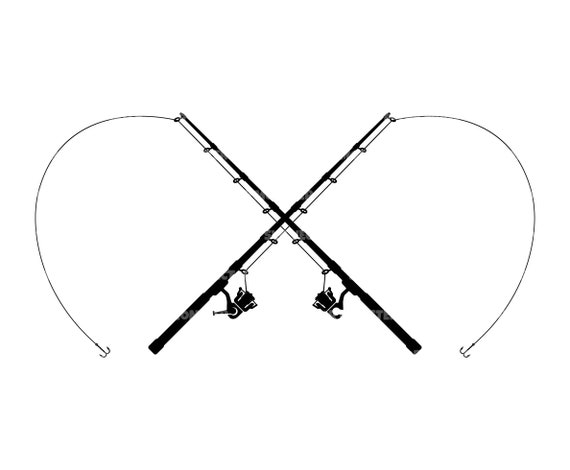 Crossed Fishing Rods Svg, Fishing Pole, Fisherman Svg, Bass Fish. Vector  Cut file for Cricut, Silhouette, Pdf Png Eps Dxf.