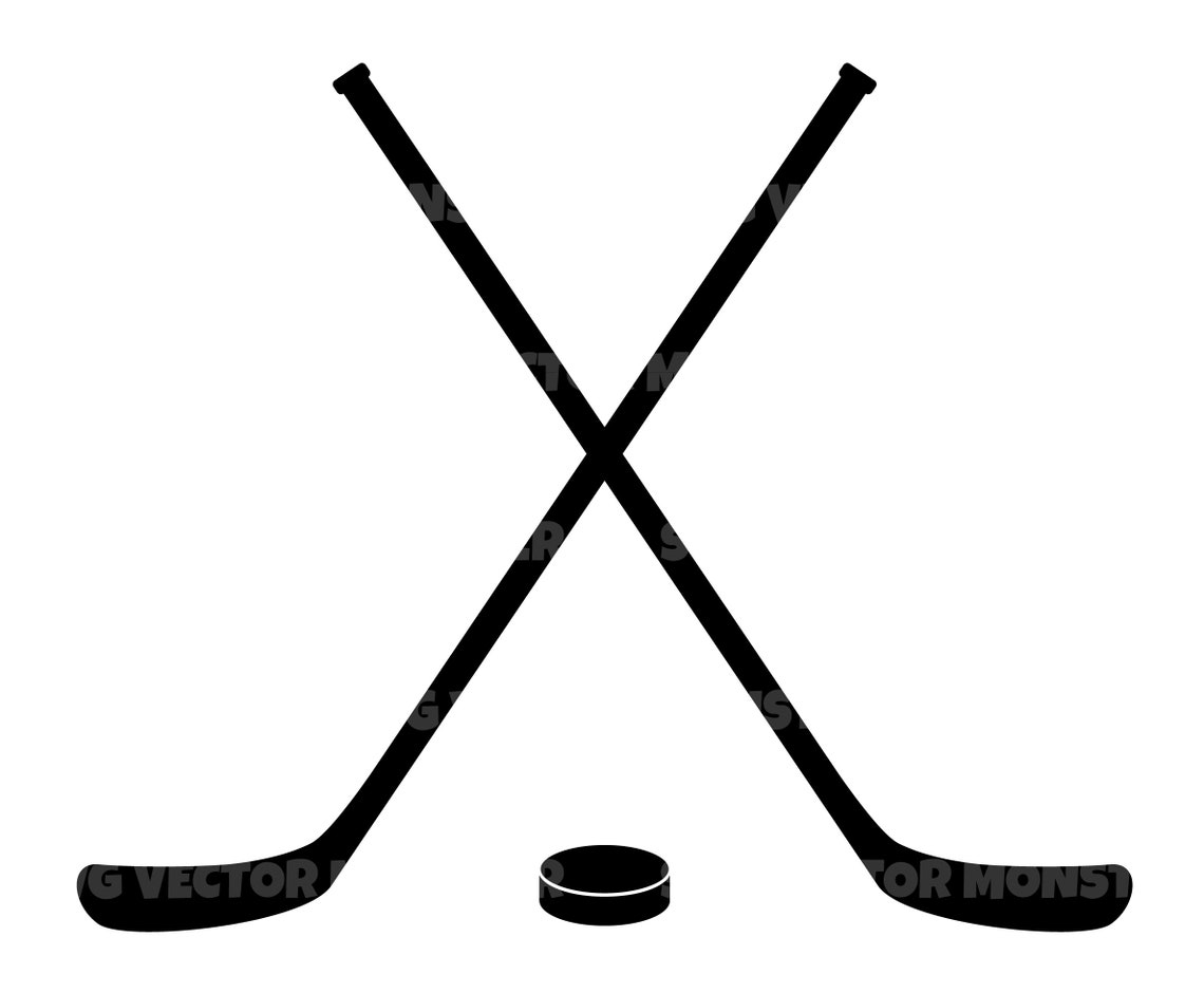 Crossed Hockey Sticks and Puck Svg. Vector Cut File for - Etsy