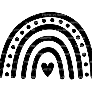 Boho Rainbow Svg, Arc-en-ciel dessiné à la main Svg. Fichier Vector Cut pour Cricut, Silhouette, Pdf Png Eps Dxf, Décalcomanie, Autocollant, Vinyle, Pin, Pochoir.