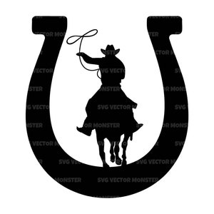 Cowboy Svg, Horseshoe Svg, Horse Svg, Lasso Rope Svg. Wektorowy plik do cięcia Cricut, sylwetka, Pdf Png Eps Dxf, naklejka, szpilka, szablon.