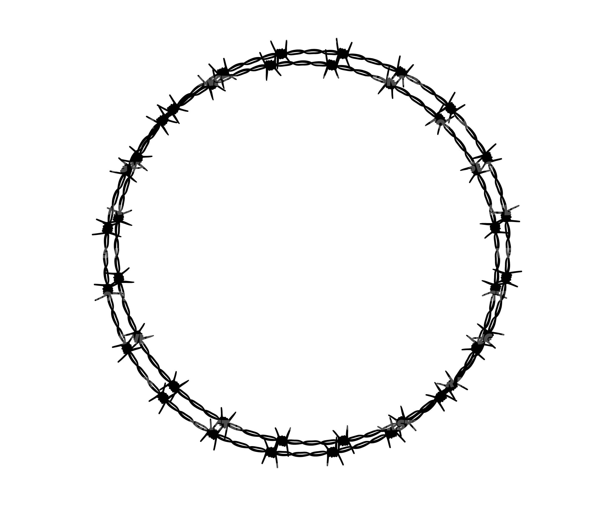 Barbed Wire Circle Frame Svg, Scribble Barb Wire Wreath Svg, Fence Svg ...