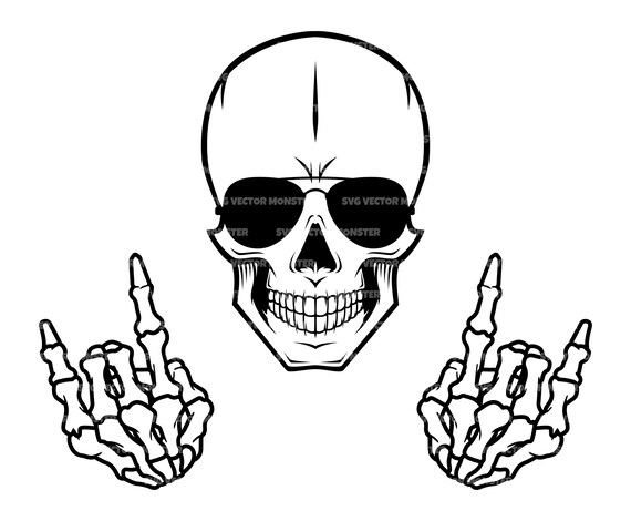 Skull Svg Aviator Sunglasses Svg Skeleton Rock Horns Svg. | Etsy