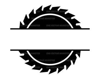 Saw Blade Split Name Frame Svg, Saw Blade Monogram Svg, Logger Svg, Woodcutting Svg. Vector Cut file Cricut, Silhouette, Pdf Png Eps Dxf.