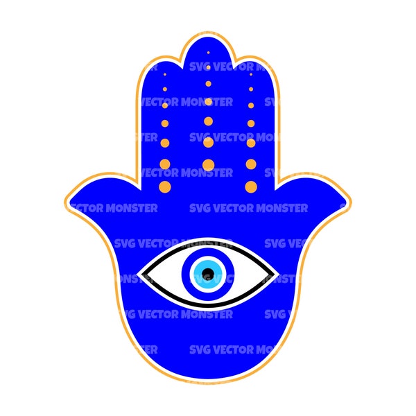 Turkish Evil Eye Svg on Hamsa Hand Svg. Vector Cut file for Cricut, Silhouette, Pdf Png Eps Dxf, Decal, Sticker, Vinyl, Pin