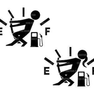 面白いガソリン計 SVG、空のガソリンタンク SVG、空の燃料計スティックマン。ベクター カット ファイル Cricut、シルエット、Pdf Png Dxf。