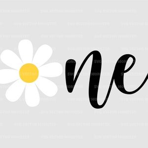 Daisy Flower One Svg, Svg de primeiro aniversário, Svg de primeiro aniversário, Svg de autismo. Arquivo de corte vetorial Cricut, Silhueta, Pdf Png Eps Dxf, Decalque, Adesivo.