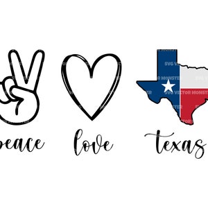 Frieden, Liebe, Texas SVG. Vektor Datei für Cricut, Silhouette, Pdf Png Eps Dxf, Aufkleber, Aufkleber, Vinyl, Pin